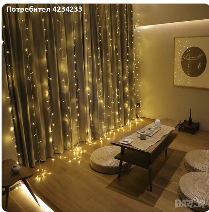 коледна завеса от лампички , снимка 1