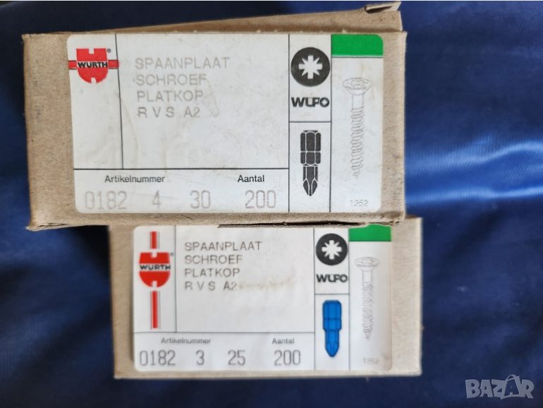 WURTH - германски INOX винтове за дърво,ПДЧ,МДФ - нови Вюрт за кръстата отверка и 100 бр.6х60 мм BAR, снимка 1