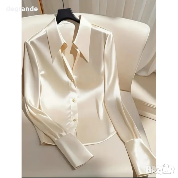 Сатенена риза в цват екрю, снимка 1
