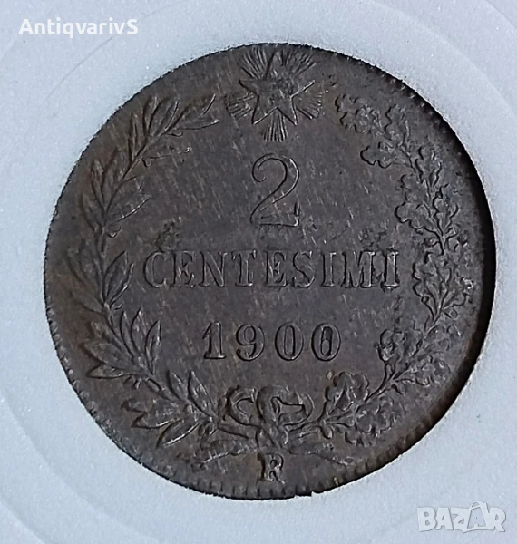 Стара, рядка монета - 2 чентисими 1900г. UNC. Колекция!, снимка 1