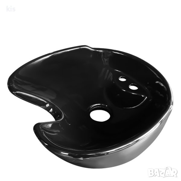 Керамична мивка за измивна колона, Черна/Бяла, снимка 1