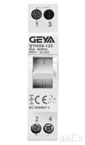 GEYA GYH08-125 – Ръчен превключвател 1-0-2 за двойно захранване, 63A, 240V, снимка 1