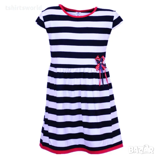 Нова детска моряшка разкроена рокличка с панделка, снимка 1
