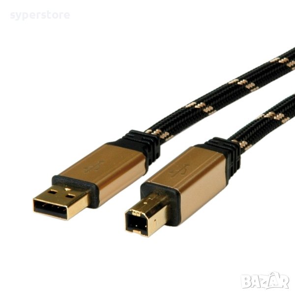 Кабел USB2.0 A-B, 3m, Gold Roline 11.02.8803 SS301218 Мъжко-Мъжко, снимка 1
