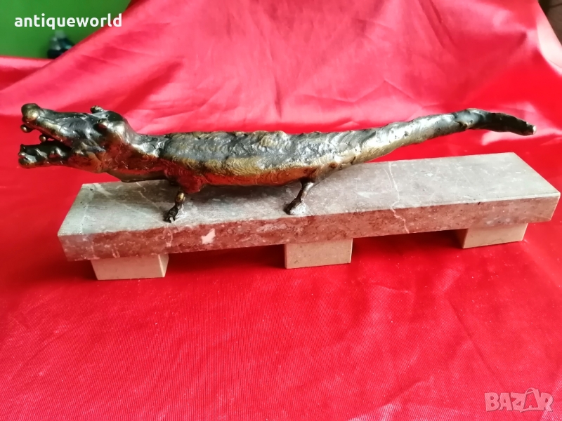 Уникална Авторска Бронзова Пластика КРОКОДИЛ , снимка 1