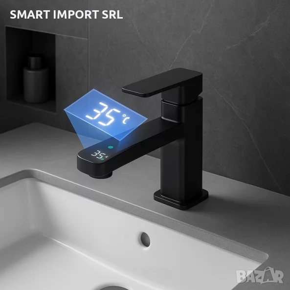 Модерен смесител Smart Heater, LED дисплей, черен, снимка 1