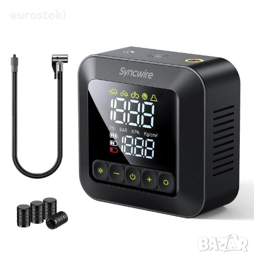 Преносима помпа за гуми Syncwire, преносим въздушен компресор 150 PSI за автомобилни гуми, снимка 1