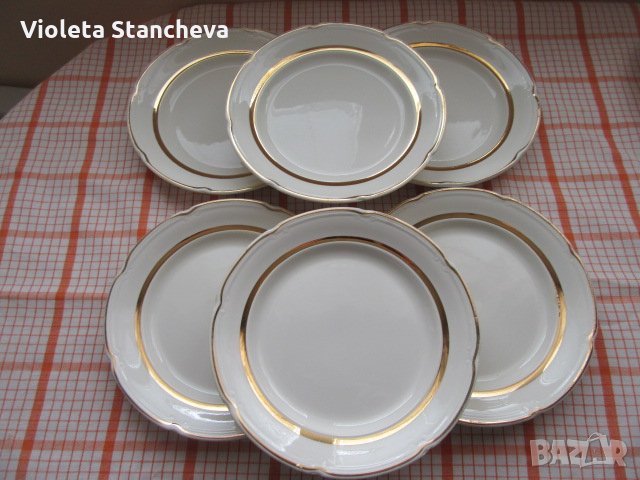 6 бр.ПОРЦЕЛАНОВИ ЧИНИИ С ПОЗЛАТА - СССР, снимка 1