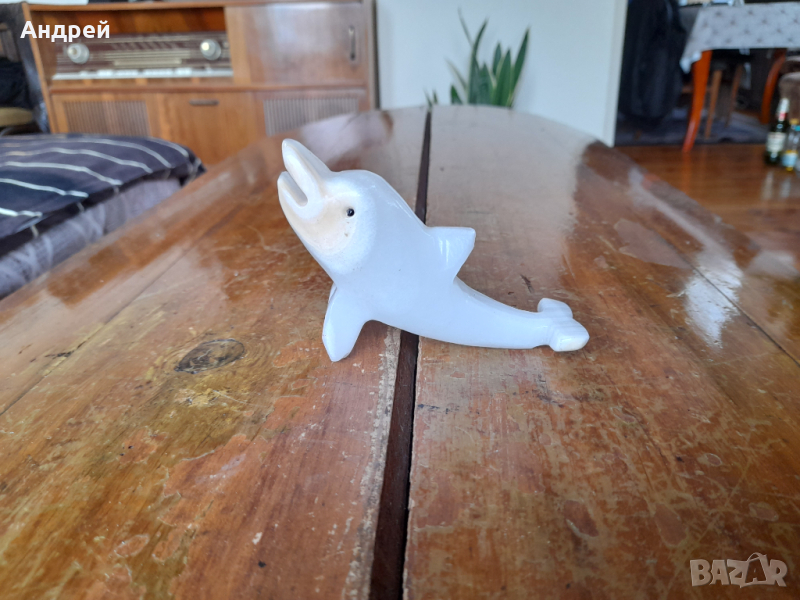 Стара Мраморна фигурка Делфин, снимка 1