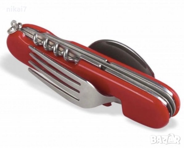 джобен нож многофункционален 8 в 1 льжица+вилица планина къмпинг 19см, снимка 2 - Други стоки за дома - 42055076