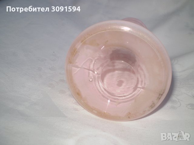 19 век Рядка Ваза С трудно за намиране Форма розово стъкло, снимка 4 - Антикварни и старинни предмети - 39075437