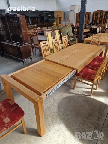 К-т Масивна Разтегателна Трапезна Маса с 8 бр.Стола-внос от Германия!, снимка 5 - Маси - 52152830