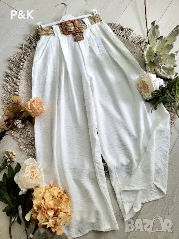 Панталон с широки крачоли и колан, снимка 2 - Панталони - 50255894