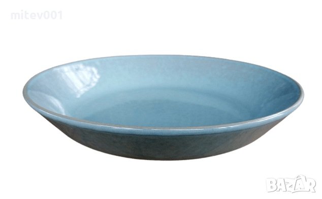 Промо пакет 6 бр. Порцеланова чиния дълбока, синя 24 см. внос Португалия, преоценка, снимка 4 - Чинии - 41363421