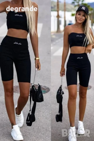 Дамски ежедневен комплект в бяло черно и пепел от рози, снимка 6 - Комплекти - 50892514