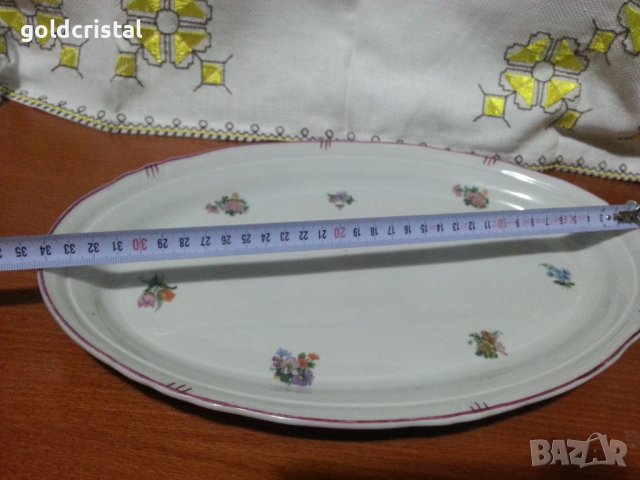 Стар български порцелан плато елипса , снимка 2 - Антикварни и старинни предмети - 44231555