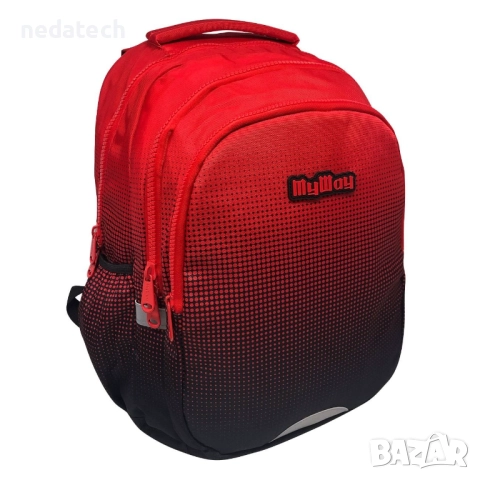 Ученическа раница My Way, Червен, 31x19x42см., снимка 2 - Раници - 51530249