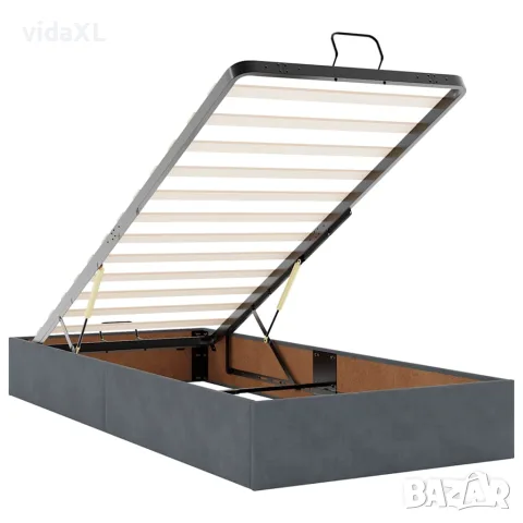 vidaXL Османска рамка за легло без матрак, тъмносива, 90x200см, кадифе, снимка 10 - Спални и легла - 56146978