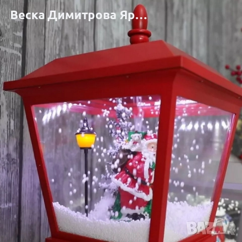 Декоративна коледна лампа с Дядо Коледа, падащ сняг и мелодии, снимка 5 - Декорация за дома - 52665965