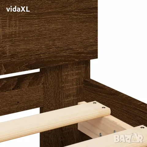 vidaXL Рамка за легло, без матрак, с табла, кафяв дъб, 90x190 см, снимка 8 - Спални и легла - 56148075