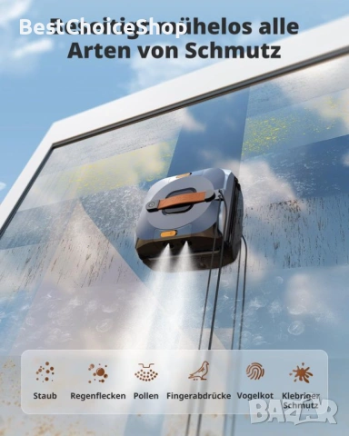Робот за почистване на прозорци Автоматични маршрути, 4 режима, 4 дюзи за пръскане, резервоар 110 мл, снимка 10 - Прахосмукачки - 53631736