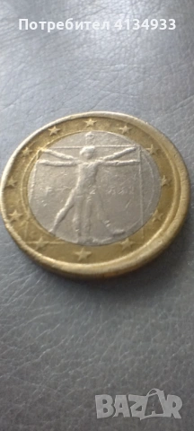 1 евро с дефект Италия от 2002 г.
