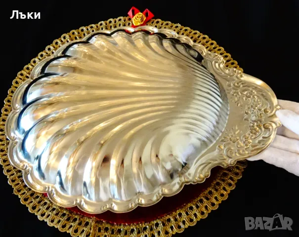 Посребрен съд за сервиране перлена мида,барок., снимка 5 - Антикварни и старинни предмети - 48031246