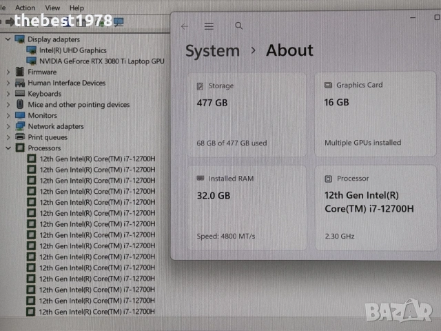 Alienware M15 R7`i7-12700H/RTX 3080Ti-16GB/32GB DDR5/512GB SSD/165Hz, снимка 9 - Лаптопи за игри - 53609034