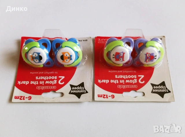 Светещи в тъмното залъгалки, биберони, Tommee Tippee, снимка 2 - Прибори, съдове, шишета и биберони - 53096963