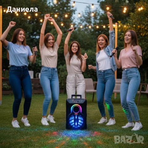 WSJAR E-8809 – Портативна караоке тонколона с микрофон и LED ефекти, снимка 3 - Тонколони - 52759996