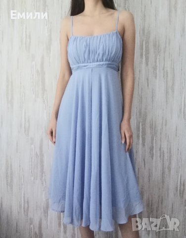 VILA y2k елегантна дамска рокля с дължина под коляното в син цвят р-р S