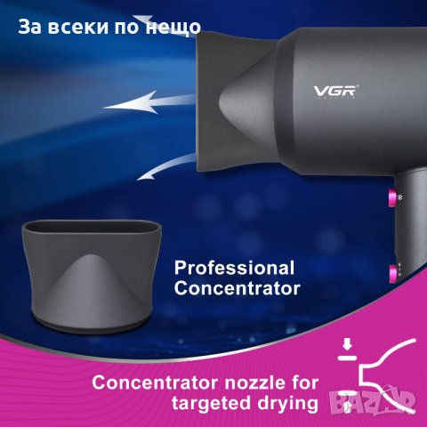 ПРОМОЦИЯ! Професионален сешоар VGR V-400, снимка 3 - Сешоари - 42067769