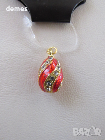 Фино дамско колие с висулка- Яйце Фаберже, ново, снимка 3 - Колиета, медальони, синджири - 52724601