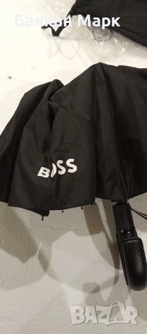 Сгъваем черен мъжки чадър Hugo Boss – ICONIC  нов продукт | Внос от Германия, снимка 7 - Други - 52572097