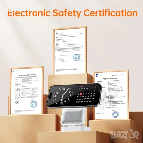 Зарядна станция GUSGU MagTime 4-в-1, сгъваема за Apple (бяла), снимка 5 - Безжични зарядни - 51156751