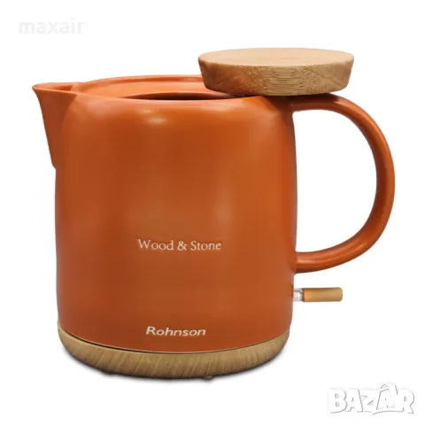 Керамична нагревателна кана Rohnson R-7814 Wood and Stone * Гаранция 2 години, снимка 3 - Кани - 48075164