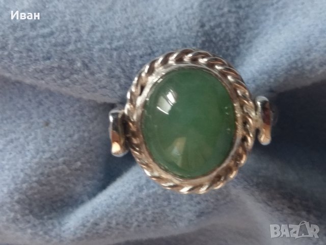 Сребърен пръстен с Жадеит, снимка 2 - Пръстени - 41452107