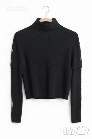 Zara черен пуловер с камъчета, снимка 2 - Блузи с дълъг ръкав и пуловери - 53144405