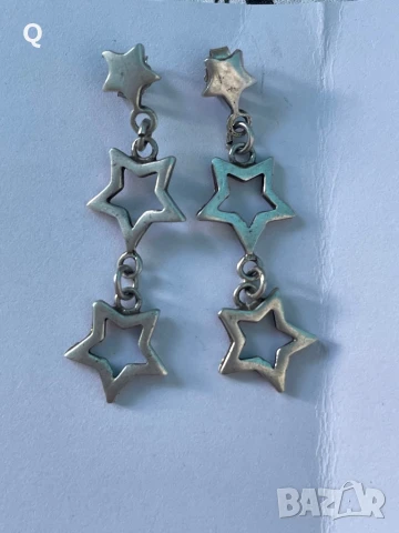 Сребърни обеци звездички,проба 925 (9), снимка 3 - Обеци - 50965446