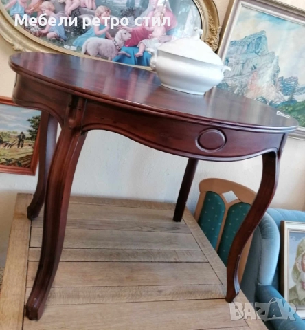 Красива дървена маса - стил и уют в едно. С изящно извити крака.  Излъчва класика и стил., снимка 3 - Маси - 52225908