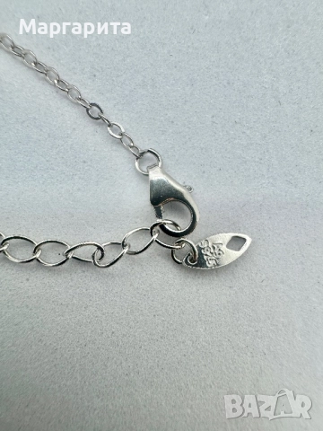 Сребърно колие с мойсанит (диамант) 1 карат, снимка 3 - Колиета, медальони, синджири - 52261270