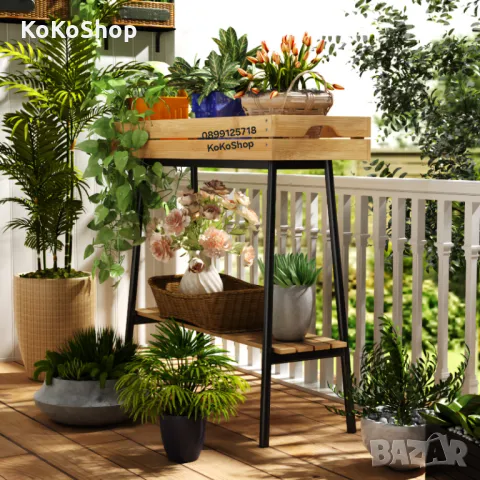 Цветарник-74x25x67 см./етажерка/бамбуков цветарник/, снимка 4 - Други - 49712548