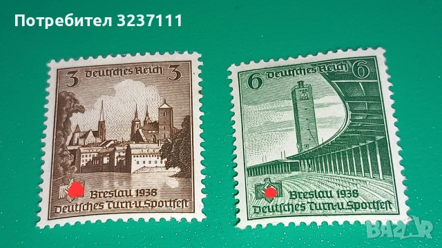 Германия серия марки 1938, снимка 2 - Филателия - 53802136