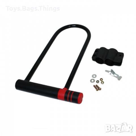 Катинар за колело, Заключващо устройство, Ключ, за велосипед, 180мм х 320мм, Черен