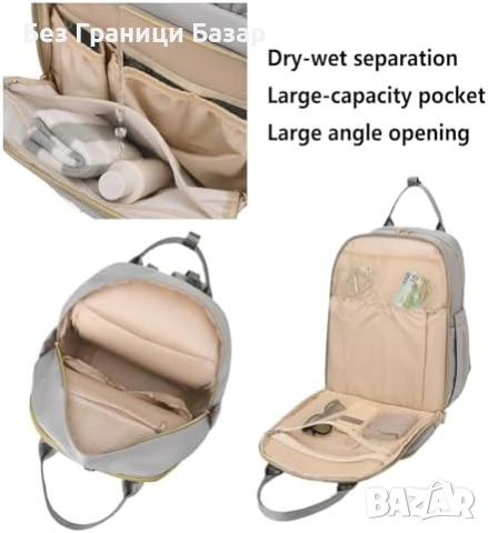 Нова Мултифункционална чанта-раница за бебе, лека с много отделения, снимка 4 - Други - 53685833