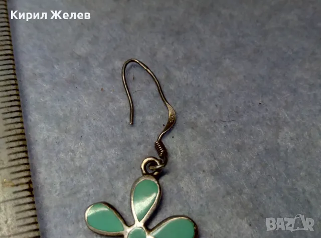СВЕЖАРСКА ФЛОРАЛНА ЕМАЙЛИРАНА СРЕБЪРНА ОБЕЦА ЦВЕТЕ СРЕБРО 925 ПРОБА 48628, снимка 8 - Обеци - 49732827