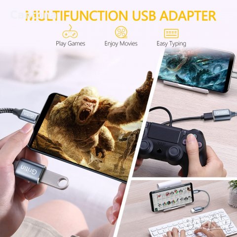 Gritin USB C OTG към USB 3.0 адаптер, USB C мъжко към USB A женско, 5Gbps, снимка 4 - USB кабели - 40106494