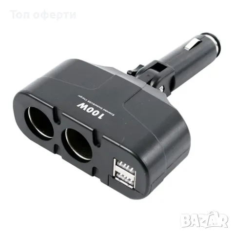 Разклонител с два USB порта и две гнезда за запалка - 1652