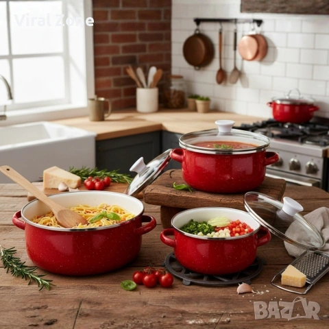 Комплект от 3 тенджери - 16см, 18см, 20см, снимка 5 - Съдове за готвене - 53310810