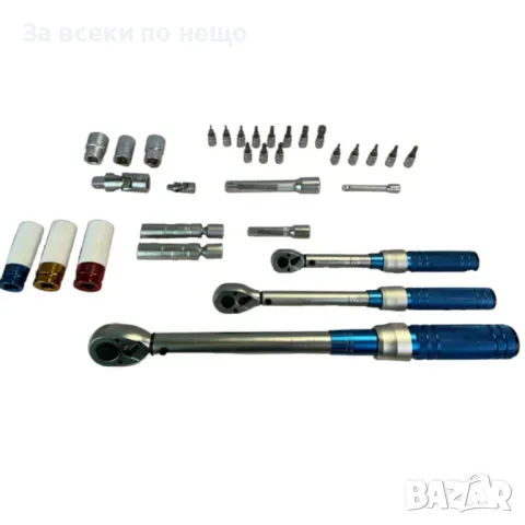 Професионален комплект динамометрични ключове 32 части 14'', 38'' и 12'' със заключване на дръжката , снимка 3 - Други инструменти - 50328261